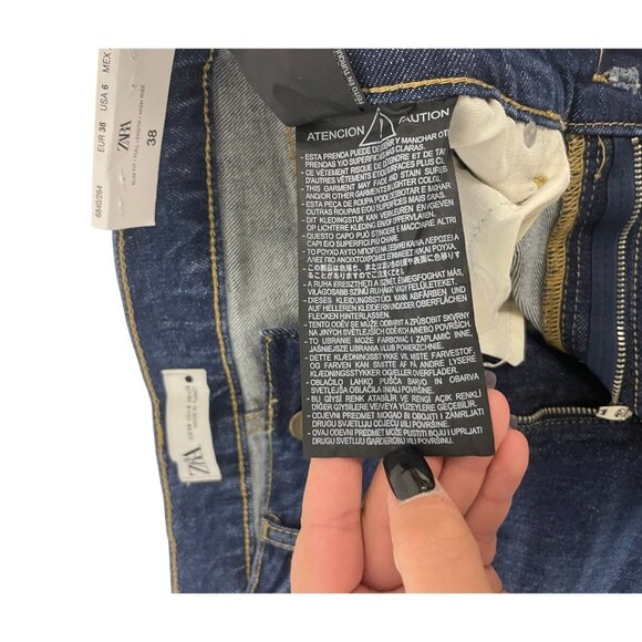 Zara Womens Jeans EU 38 US 6 Slim Fit Full Length Dark Blue Denim 6840/264 NWT - Picture 11 of 16